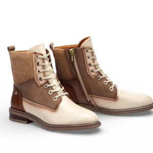 PIKOLINOS Aldaya W8J-8966C1 Two-Tone Leather Ankle Boots Lace-Up Size 11.5-12
